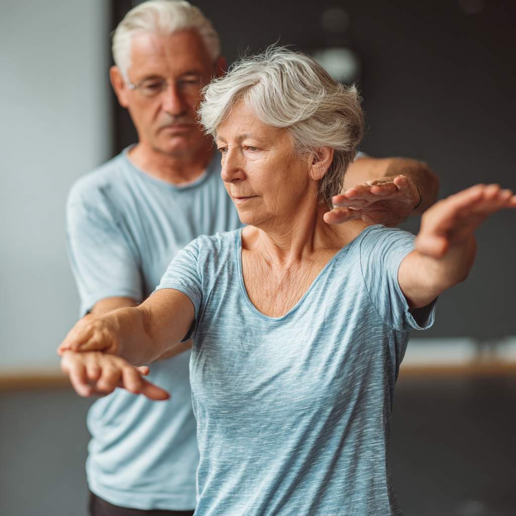 older adults receiving gentle movement guidance from qualified specialist